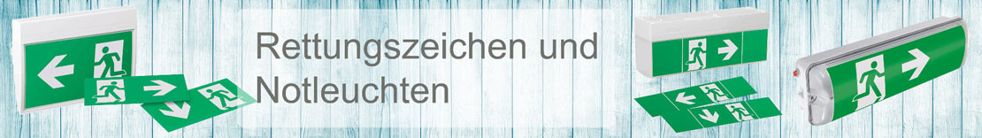 Rettungszeichen und Notleuchten