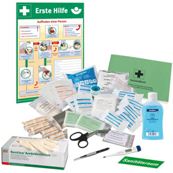 Komplett-Set für den Sanitätsraum, mit digitalem Fieberthermometer 